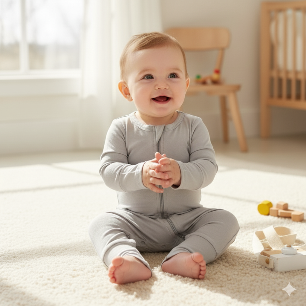 Organic Bamboo Baby Rompers – Soft, Stretchy, with Zipper & Fold-Over Cuffs