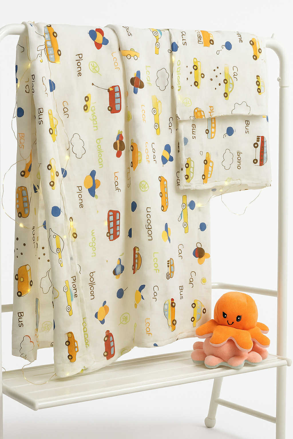 Sustainable Luxury: Organic Cotton & Bamboo Baby Blanket – Bamboo Cotton Blend, Hypoallergenic, Breathable, with Cartoon Patterns