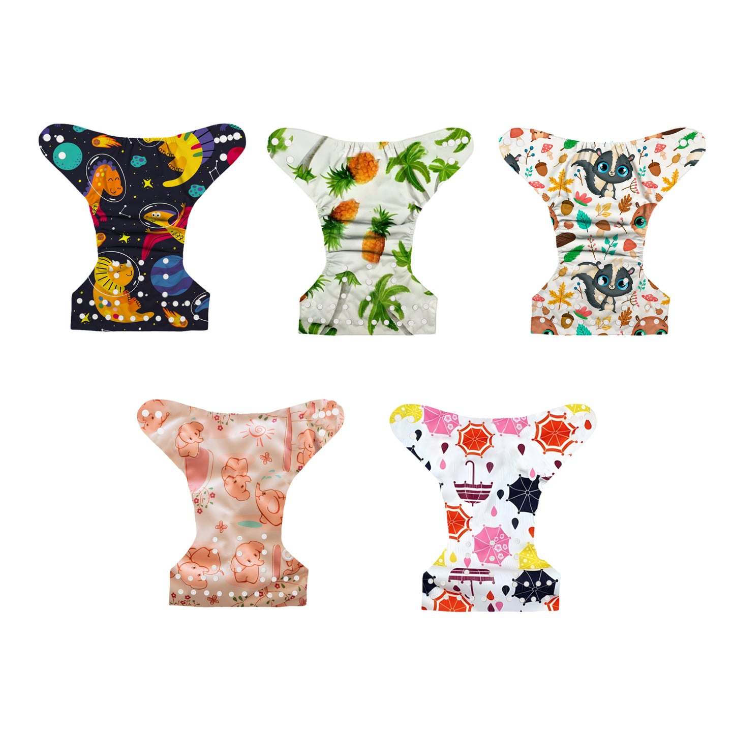 Washable Baby Cloth Diaper - Multicolor 5 Pack Bundle