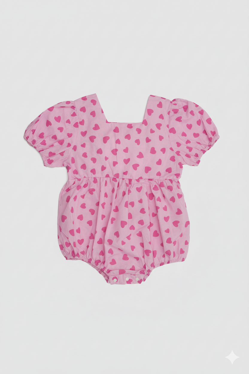 Adorable Pinky Sweethearts Bubble Romper For Baby Girls